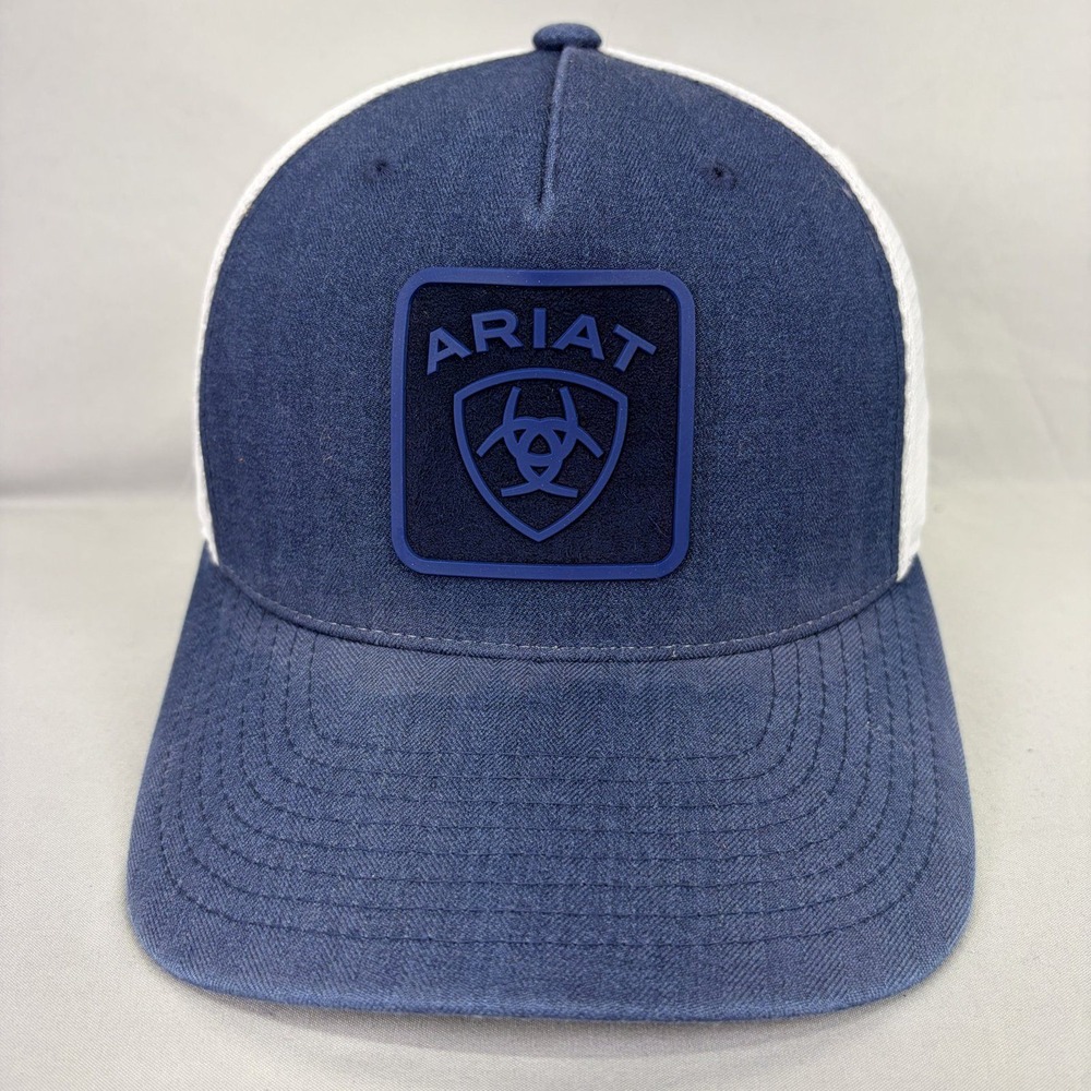 Ariat Trucker Hat Snapback Mens OSFM Blue White Logo Flexfit 110 Cap